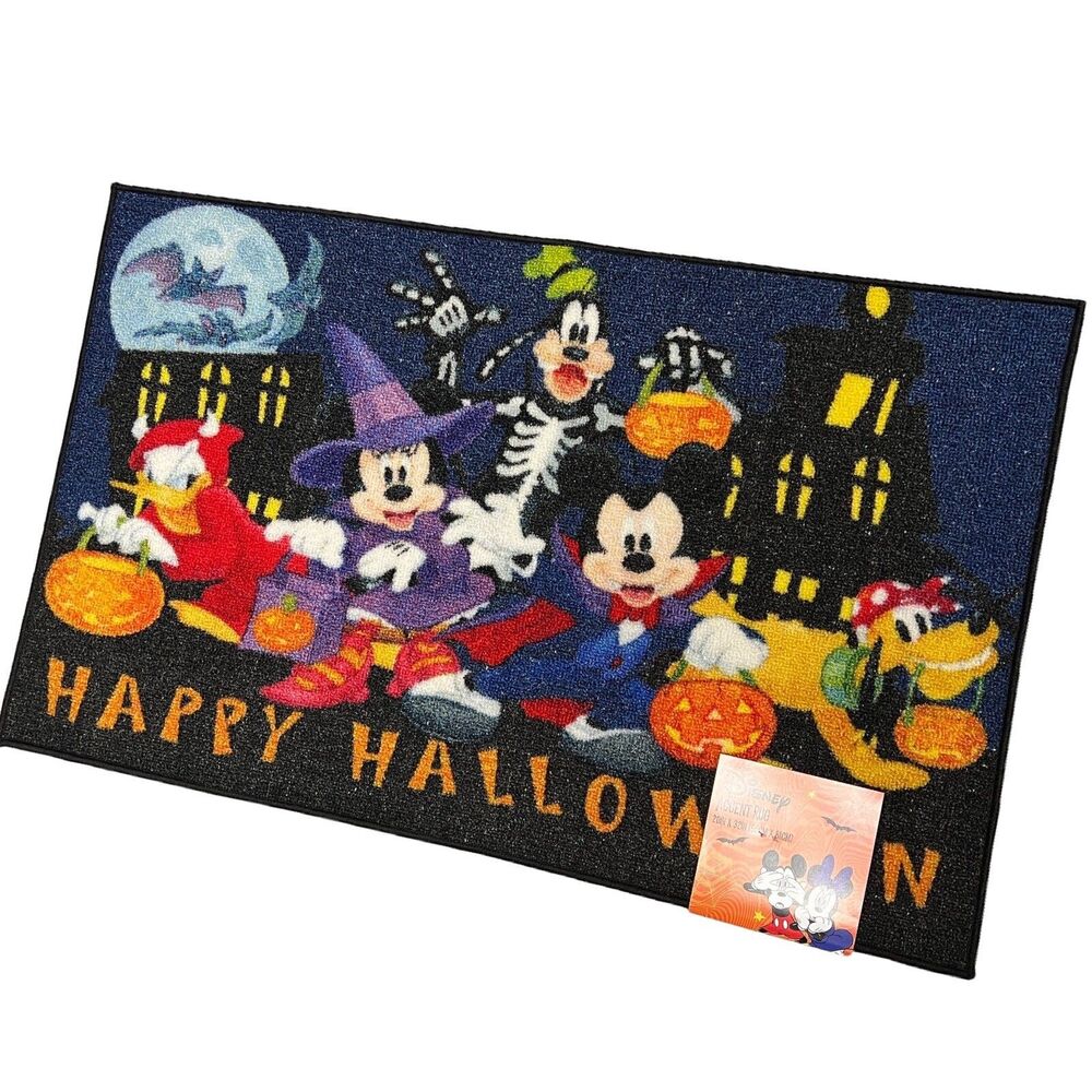 Disney Halloween Door Mat Mickey Minnie Goofy Pluto Donald Trick Treat Rug Mat